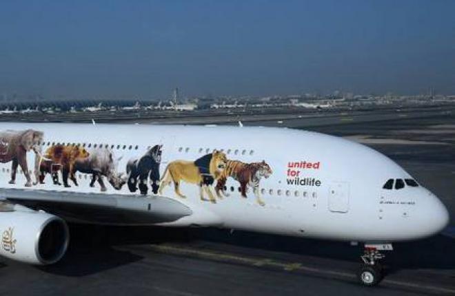 Два самолета A380 Emirates украсили изображениями диких зверей