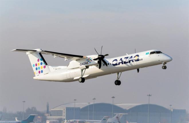 самолет Bombardier Q400 NextGen авиакомпании Qazaq Аir