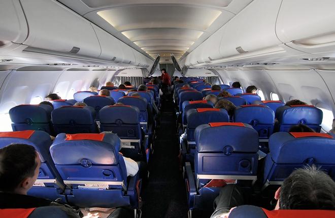 Пассажирский салон в самолете "Аэрофлота"