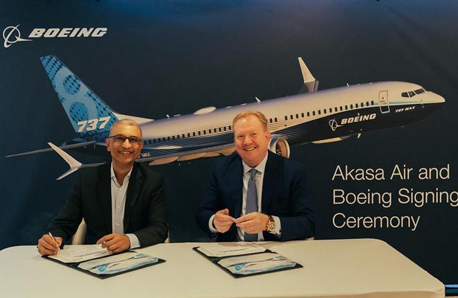 Boeing берет реванш в Индии, получив крупный заказ на 72 самолета Boeing 737MAX от лоукостера Akasa