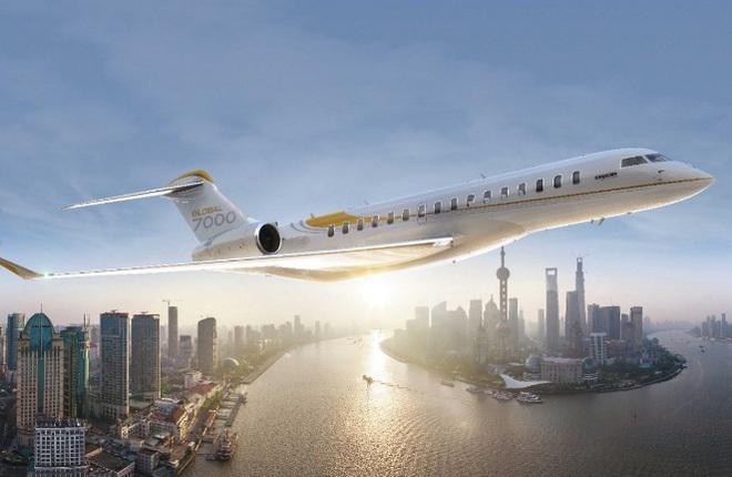 Сгенерированное компьютером изображение бизнес-джета Bombardier Global 7000