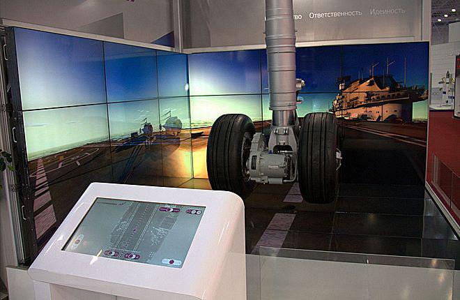 The electric wheel drive chassis is presented at Technodinamika’s booth as a part of an interactive installation The electric wheel drive chassis is presented at Technodinamika’s booth as a part of an interactive installation