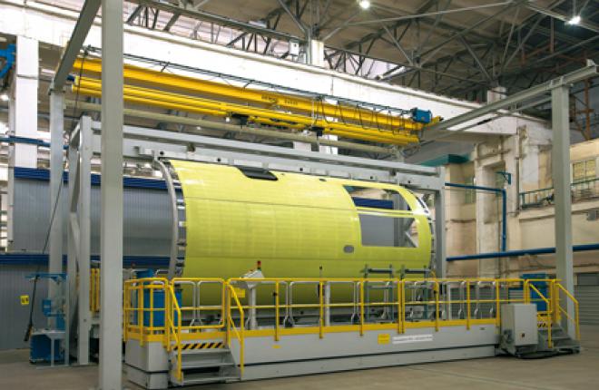 Assembly of an MC-21 fuselage section in Irkutsk