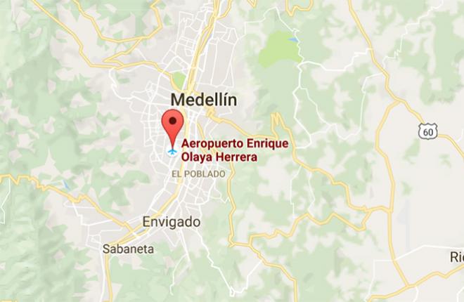 Аэропорт города Медельин на карте