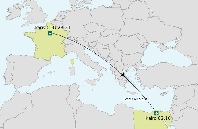 Египет подтвердил данные о последних минутах полета рейса MS804