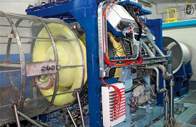 The PD-14 gas generator on the test bench at Aviadvigatel