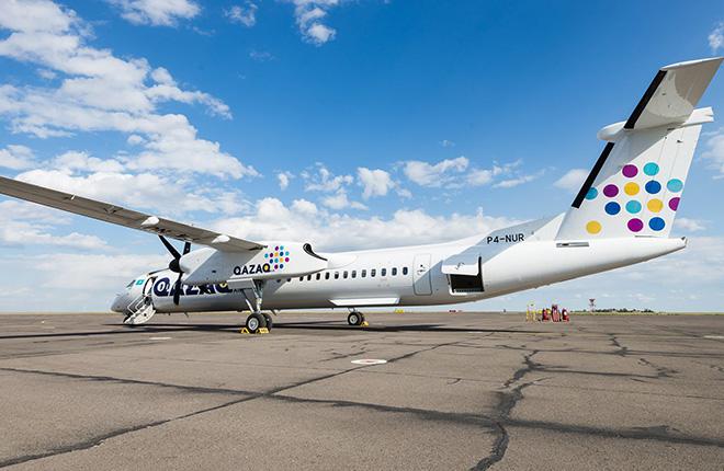 Самолет Bombardier Q400 авиакомпании Qazaq Air