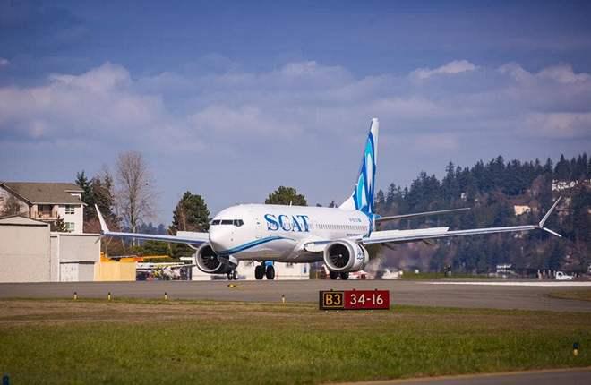 самолет Boeing 737MAX-8 авиакомпании SCAT (Казахстан)