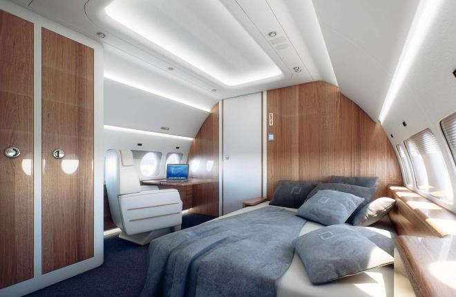 The SBJ’s wide cabin allows for a variety of layouts.