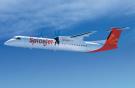 Самолет Q400 в ливрее авиакомпании SpiceJet